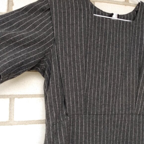 Amish Mennonite Cape Dress 34" Bust 29" Waist Handmade Gray Wool Pinstripe - Picture 5 of 10